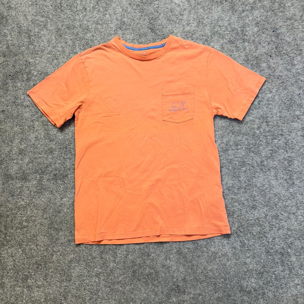 Vineyard Vines Pocket T-Shirt Mens Small Orange Whale Graphic Short Sleeve Tee